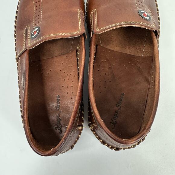 KAPS Shoes Mens size 40 US 7 8 Slip On Leather Braided Moccasins Brown Shoes main image 5